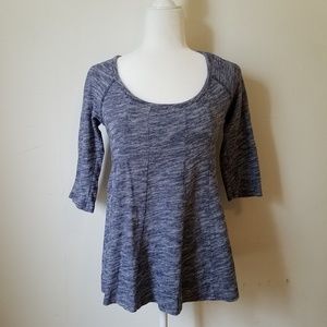 Deletta Flowy Peplum Heathered Top T126-A